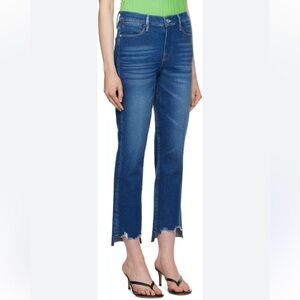 Frame Le High Straight Jeans with Frayed Bottom